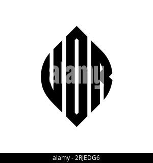 Logo de lettre cercle UDR avec forme de cercle et d'ellipse. Lettres elliptiques UDR avec style typographique. Les trois initiales forment un logo circulaire. UDR ci Illustration de Vecteur