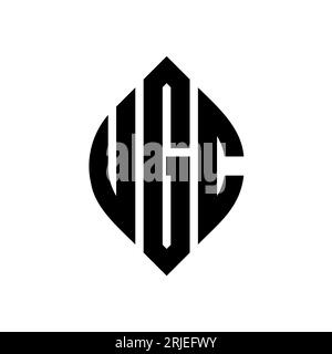 Logo de lettre cercle UGC avec forme de cercle et d'ellipse. Lettres elliptiques UGC avec style typographique. Les trois initiales forment un logo circulaire. Ci UGC Illustration de Vecteur