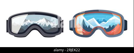 Icône des sports d'hiver. Set lunettes pour le ski et le snowboard isolé sur fond blanc dans un style plat Illustration de Vecteur