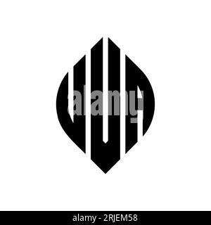 Logo de lettre cercle UVA avec forme de cercle et d'ellipse. Lettres elliptiques UVA avec style typographique. Les trois initiales forment un logo circulaire. UVA ci Illustration de Vecteur