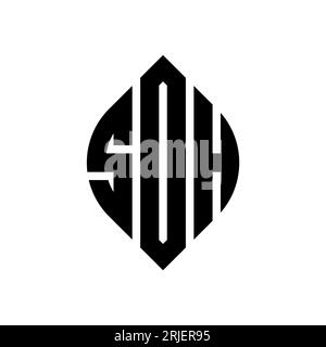 Logo de lettre circulaire SDH avec forme de cercle et d'ellipse. Lettres elliptiques SDH avec style typographique. Les trois initiales forment un logo circulaire. SDH ci Illustration de Vecteur