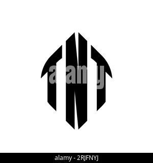 Conception de logo de lettre de cercle de TNT avec la forme de cercle et d'ellipse. Lettres elliptiques TNT avec style typographique. Les trois initiales forment un logo circulaire. TNT ci Illustration de Vecteur