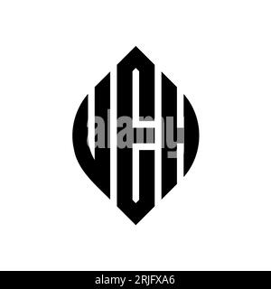 Design de logo de lettre cercle UEH avec forme de cercle et d'ellipse. Lettres elliptiques UEH avec style typographique. Les trois initiales forment un logo circulaire. UEH ci Illustration de Vecteur