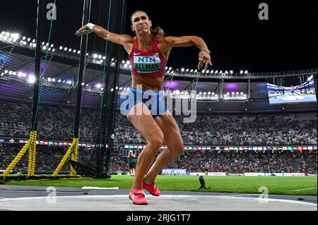 Budapest, Hongrie. 22 août 2023. Athlétisme : Championnat du monde, Discus Throw, femmes, finale, au National Athletics Center. Valarie Allman (USA) en action. Crédit : Sven Hoppe/dpa/Alamy Live News Banque D'Images