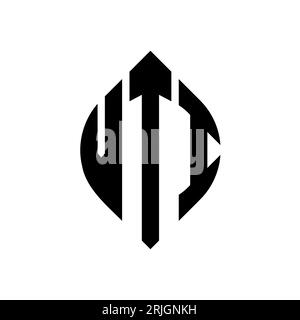 Logo de lettre cercle VTI avec forme de cercle et d'ellipse. Lettres elliptiques VTI avec style typographique. Les trois initiales forment un logo circulaire. IC VTI Illustration de Vecteur