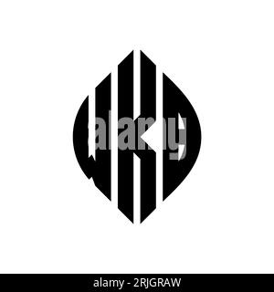 Logo de lettre cercle WKB avec forme de cercle et d'ellipse. Lettres elliptiques WKB avec style typographique. Les trois initiales forment un logo circulaire. Ci WKB Illustration de Vecteur