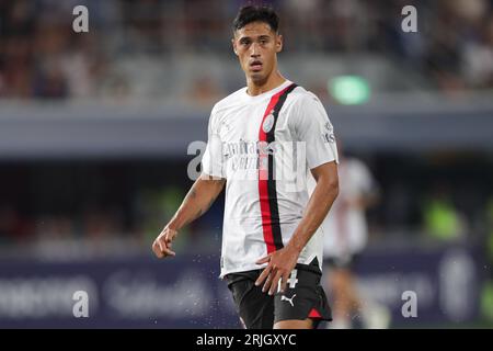 Bologne, Italie. 21 août 2023. Tijjani Reijnders vu lors du match de football SERIE A TIM 2023/24 entre Bologne et l'AC Milan au Renato Dall Ara. Note finale ; Bologne 0:2 AC Milan (photo Grzegorz Wajda/SOPA Images/Sipa USA) crédit : SIPA USA/Alamy Live News Banque D'Images