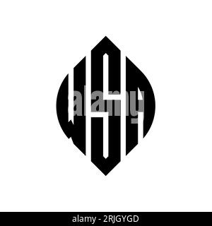Logo de lettre cercle WSA avec forme de cercle et d'ellipse. Lettres elliptiques WSA avec style typographique. Les trois initiales forment un logo circulaire. Ci WSA Illustration de Vecteur