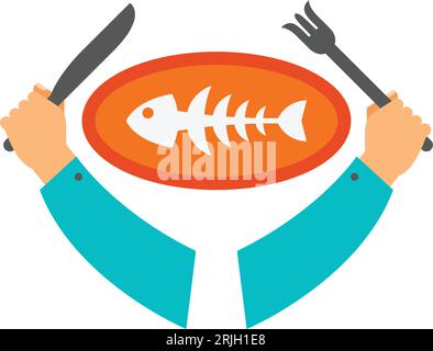 Icône vecteur homme mangeant du poisson Illustration de Vecteur