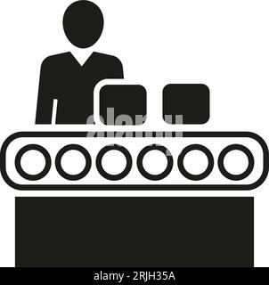 Icône Ingénieur contrôlant la chaîne de montage Illustration de Vecteur