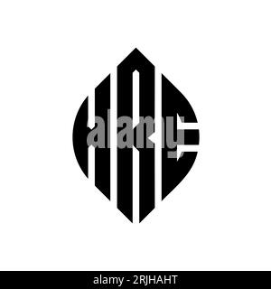 Logo de lettre circulaire XRE avec forme de cercle et d'ellipse. Lettres elliptiques XRE avec style typographique. Les trois initiales forment un logo circulaire. Ci XRE Illustration de Vecteur