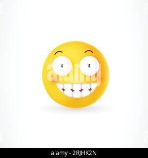 Émoticône jaune avec sourire au fromage Illustration de Vecteur