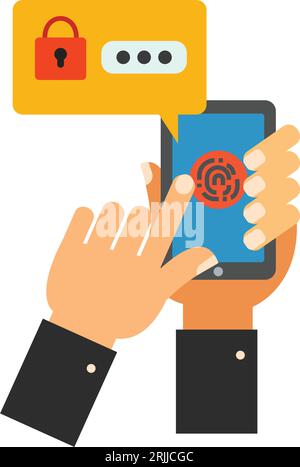 Notification de mot de passe avec icône d'empreinte digitale Illustration de Vecteur