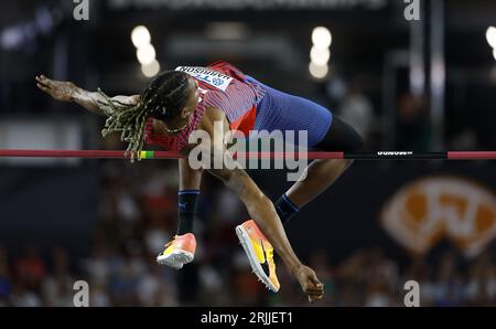 Budapest, Hongrie. 22 août 2023. JuVaughn Harrison des États-Unis participe à la finale masculine de saut en hauteur des Championnats du monde d'athlétisme Budapest 2023 à Budapest, Hongrie, le 22 août 2023. Crédit : Wang Lili/Xinhua/Alamy Live News Banque D'Images