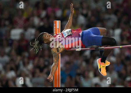 Budapest, Hongrie. 22 août 2023. JuVaughn Harrison des États-Unis participe à la finale masculine de saut en hauteur des Championnats du monde d'athlétisme Budapest 2023 à Budapest, Hongrie, le 22 août 2023. Crédit : Zheng Huansong/Xinhua/Alamy Live News Banque D'Images