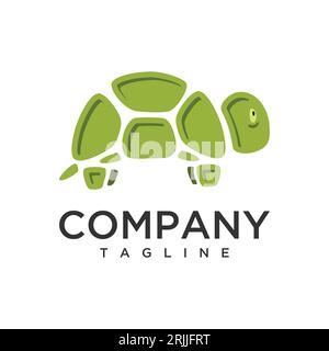 Logo Stone Turtle symbole de conception abstraite vert animal. Illustration vectorielle Illustration de Vecteur