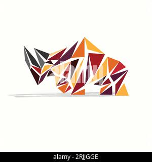 Conception de modèle de logo coloré en origami polygonal Rhinoceros. Illustration vectorielle Illustration de Vecteur