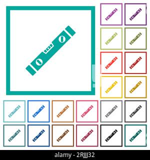 Icônes de couleur plate de niveau à bulle avec cadres quadrants sur blanc arrière-plan Illustration de Vecteur