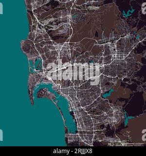 Carte vectorielle de San Diego Californie États-Unis Illustration de Vecteur