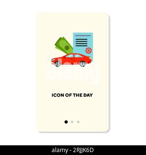 Icône de vecteur plat de voiture et d'argent Illustration de Vecteur