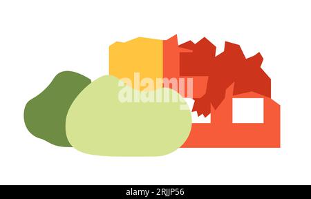 Objet vectoriel couleur semi-plat de bâtiment immobilier détruit Illustration de Vecteur