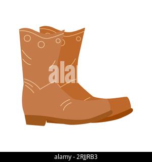 Saison de rodéo américain. Wild West. Bottes en cuir de cowboy avec un motif. Affiche et flyer design. Illustration vectorielle. Illustration de Vecteur