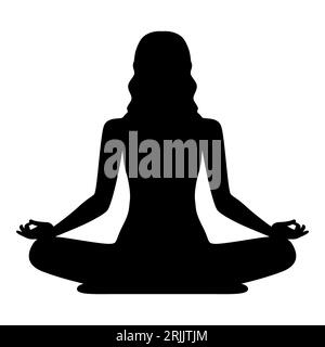 Yoga. Lotus position Silhouette. La femme est assise dans une pose de Lotus Yoga, Méditation. Forme vectorielle Illustration de Vecteur