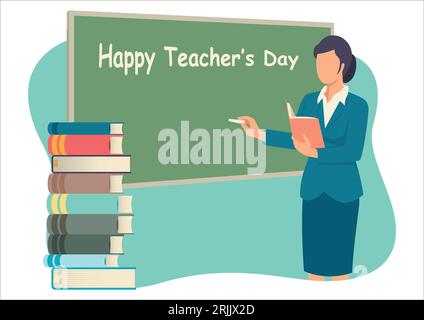 Illustration vectorielle simple et plate du concept Happy Teacher’s Day Illustration de Vecteur