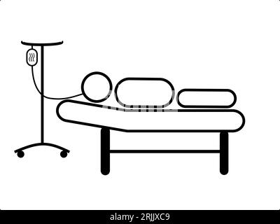icône d'homme malade dans l'illustration vectorielle de lit d'hôpital. convient pour symbole, signe public, emblème, conception web Illustration de Vecteur