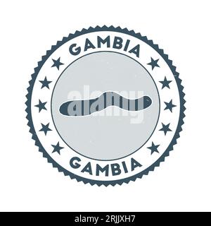 Emblème de Gambie. Timbre rond de pays avec forme de Gambie, isolignes et texte rond. Badge authentique. Illustration vectorielle attrayante. Illustration de Vecteur