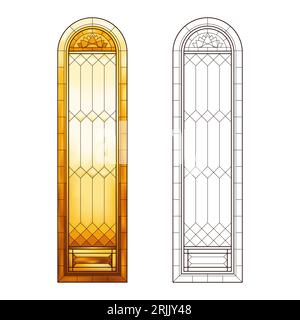 Feuille de travail en verre d'église teinté dans les couleurs du soleil. Illustration de Vecteur