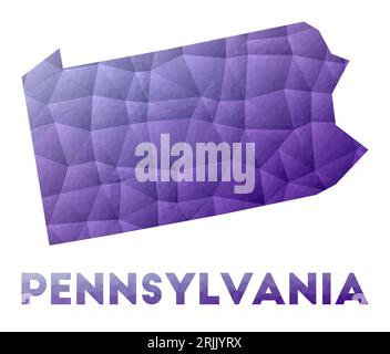 Carte de Pennsylvanie. Faible illustration poly de l'état US. Motif géométrique violet. Illustration vectorielle polygonale. Illustration de Vecteur