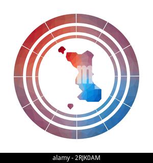 Badge de l'île Malapascua. Logo dégradé lumineux dans un style poly bas. Illustration de Vecteur