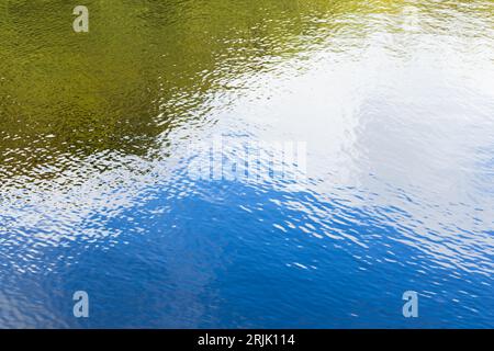 Surface de l'eau avec des reflets naturels colorés sur le motif d'ondulation, texture de photo de fond abstraite Banque D'Images