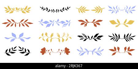 Séparateurs floraux décorés de feuilles dessinées à la main Illustration de Vecteur
