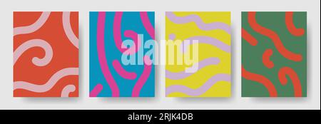 Ensemble d'affiches avec différentes lignes, design graphique moderne. Couleurs tendance. Parfait pour les médias sociaux, affiche, couverture, invitation, brochure. Vecteur Illustration de Vecteur