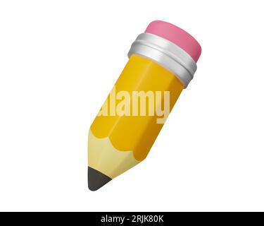Crayon 3D pour l'école ou l'éducation.Vector illustration sur fond blanc. Illustration de Vecteur