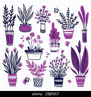 Fleurs et insectes dessinés à la main. Illustration de Vecteur