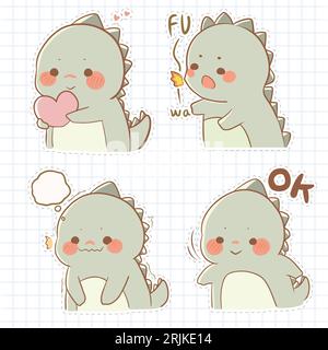 Ensemble de monstres kawaii mignons. Illustration vectorielle dessinée à la main. Illustration de Vecteur