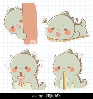 Ensemble de monstres kawaii mignons. Illustration vectorielle dessinée à la main. Illustration de Vecteur