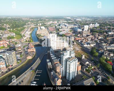 Une vue aérienne de la marina d'Ipswich et du front de mer Banque D'Images