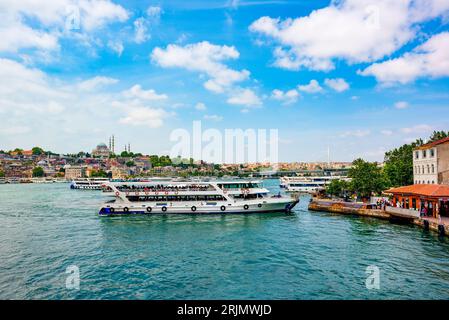 Belle et magnifique vue sur Istanbul depuis le Bosphore. Banque D'Images