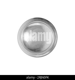 Bottom of an aluminum can on white background, view from the top. Stock Photo