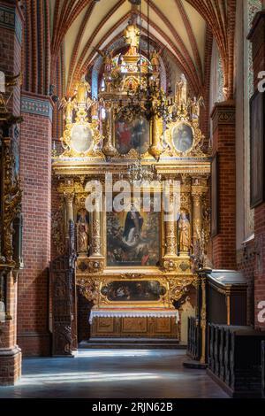 Autel latéral de l'église de l'Assomption de la Bienheureuse Vierge Marie, basilique cathédrale de Pelplin, Pologne Banque D'Images