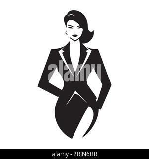 femme d'affaires de dessin noir et blanc Illustration de Vecteur