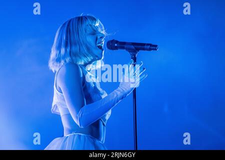 Trondheim, Norvège. 19th, août 2023. La chanteuse et compositrice norvégienne Aurora donne un concert en direct lors du festival de musique norvégien Pstereo Festival 2023 à Trondheim. (Crédit photo : Gonzales photo - Tor Atle Kleven). Banque D'Images