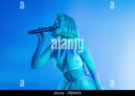 Trondheim, Norvège. 19th, août 2023. La chanteuse et compositrice norvégienne Aurora donne un concert en direct lors du festival de musique norvégien Pstereo Festival 2023 à Trondheim. (Crédit photo : Gonzales photo - Tor Atle Kleven). Banque D'Images