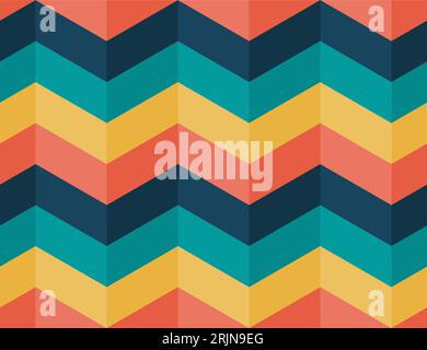 Motif Retro chevron sans couture. Modèle de lignes de couleurs vintage. Sixties, seventies style papier peint coloré. Elément de conception de bannière. Brochure tendance. Illustration de Vecteur