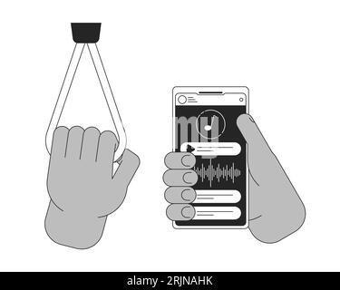 Contenant l'illustration vectorielle du concept BW du smartphone Illustration de Vecteur