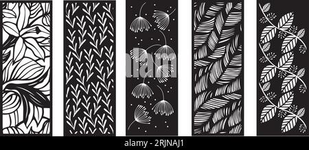 Panneau à feuilles découpé au laser. écrans de séparation de pièce, artisanat de papier, fond de carte. Illustration de Vecteur